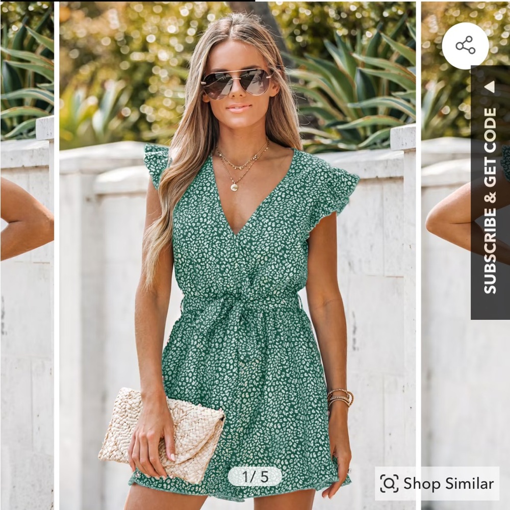 NWT Cupshe Flutter V-Neck Straight Leg Romper
